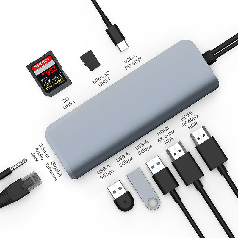 HyperDrive HD392 VIPER 10-in-2 USB-C Hub (Silver)