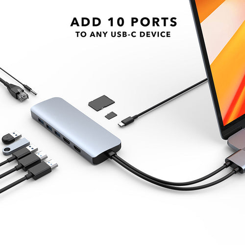 HyperDrive HD392 VIPER 10-in-2 USB-C Hub (Silver)