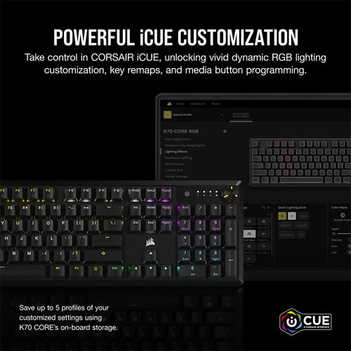 Corsair K70 Core RGB Mechanical Gaming Keyboard - Red Linear Switch