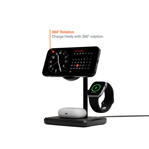 Cygnett CY5100BUNCP Qi2.0 3-In-1 Charge Base (Black)