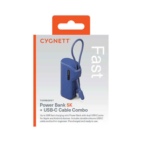 Cygnett CY5357PBCHE Thumboost 5K Powerbank Built-in Cable (Neon Dusk)