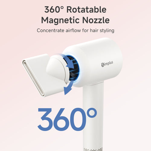 Simplus CFJH010WH01-S Hair Dryer White with Bag/Nozzle