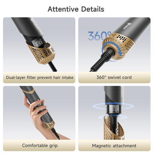 Simplus RFSH003GY01-S Multifunctional Hair Dryer with Brush Black