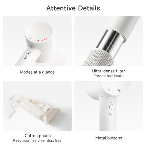 Simplus CFJH010WH01-S Hair Dryer White with Bag/Nozzle