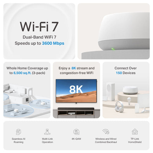 TP-Link Deco BE22 BE3600 Whole Home Mesh Wi-Fi 7 System (2-Pack)
