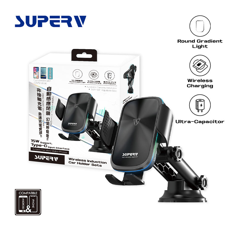 SuperV G91 Wireless Induction Car Holder Sets 15W/Type C