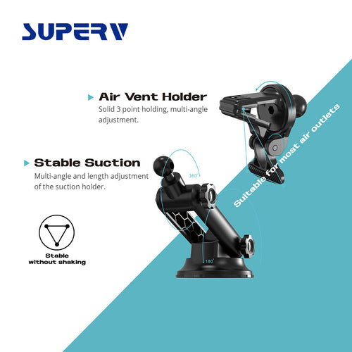 SuperV G91 Wireless Induction Car Holder Sets 15W/Type C