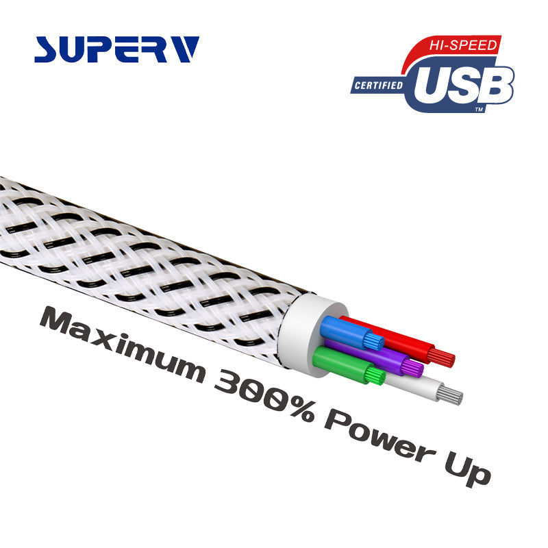 SuperV CCD130-WH 130cm USB2.0 TypeC to Type C PD 60W Cable