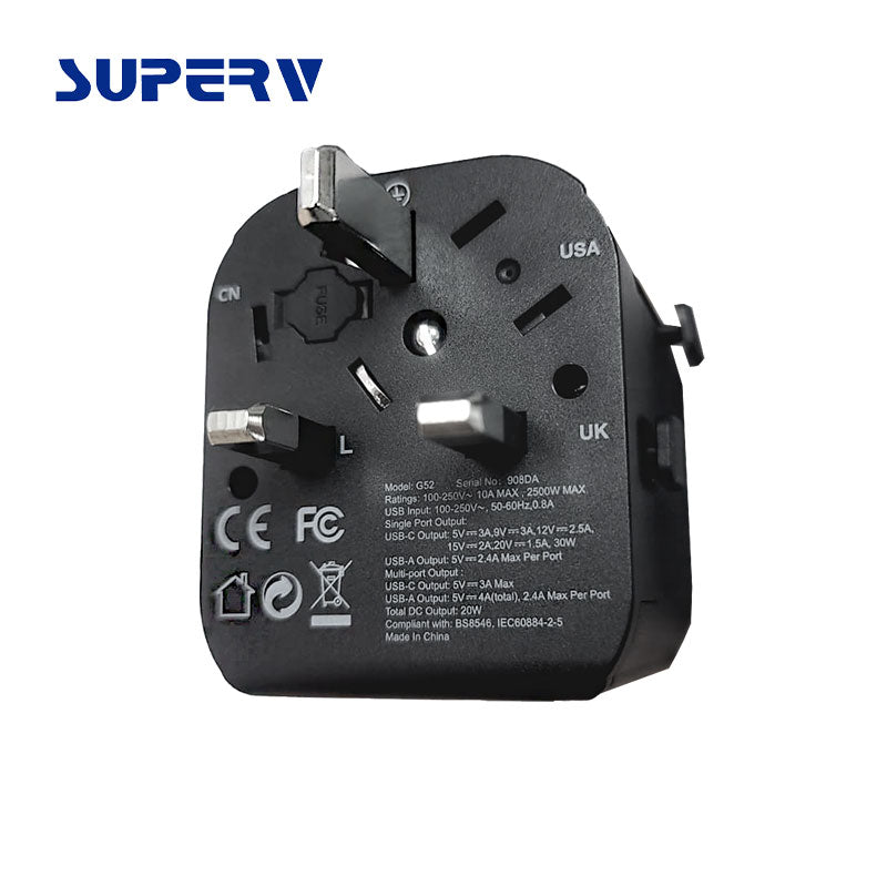 SuperV G52 PD30W USB Quick Charge Travel Adaptor (Black)