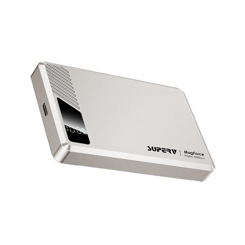 SuperV Power42 10000mAh Wireless Power Bank with Digital Display (Silver)