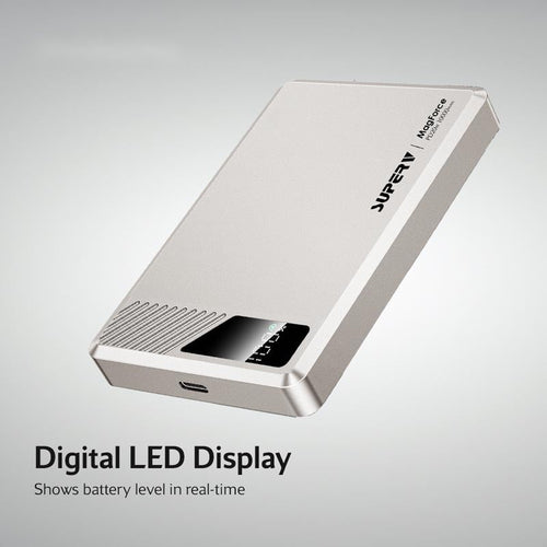 SuperV Power42 10000mAh Wireless Power Bank with Digital Display (Silver)