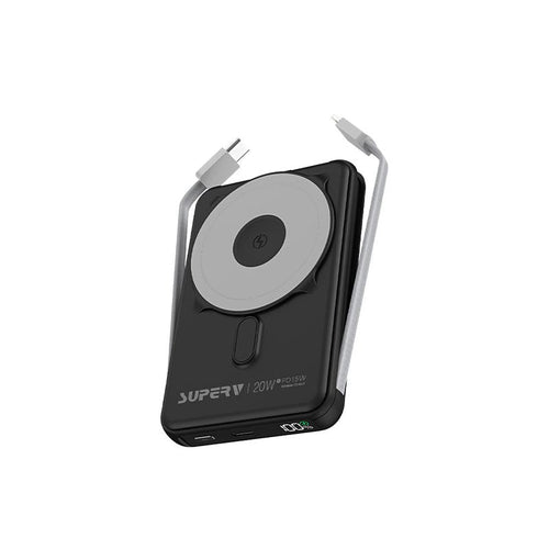 SuperV Power 13 20W 10000mAh with Build in C Cable Power Bank (Black)