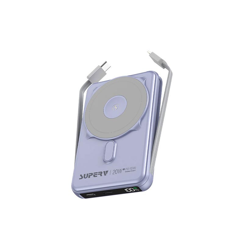 SuperV Power 13 20W 10000mAh with Build in C Cable Power Bank (Purple)