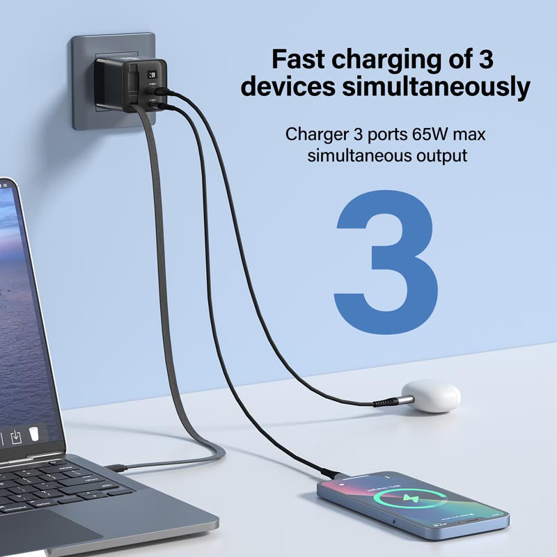 SuperV G45-BK 65W Universal Travel Adapter with Build in 80cm C Cable (White)