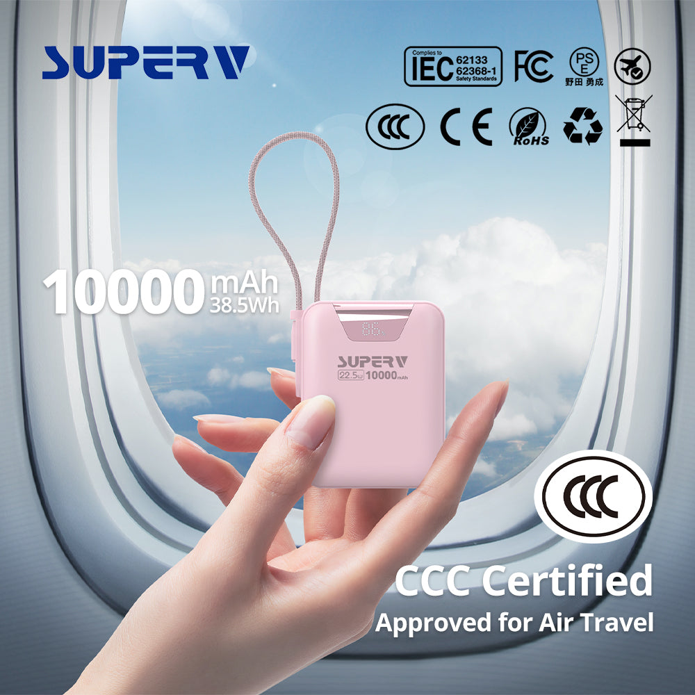 SuperV Power15 10000mAh CCC Power Bank (Pink)