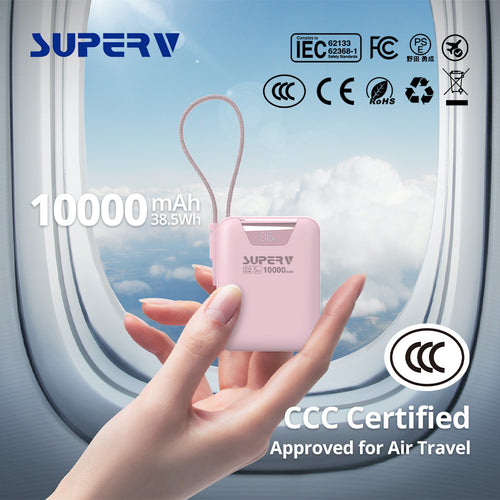 SuperV Power15 10000mAh CCC Power Bank (Pink)