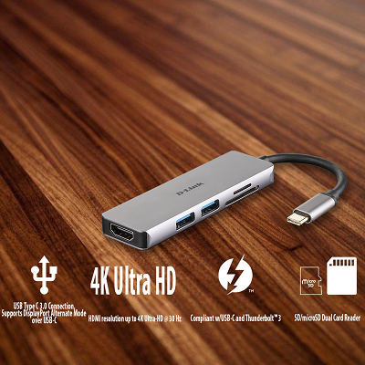 D-Link DUB-M530 5-in-1 USB Type-C Hub with HDMI and SD/microSD Card Reader