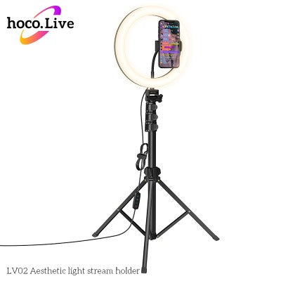 Hoco LV02 Selfie LED Ring Light with Tripod & Holder for 3Devices