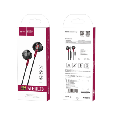 Hoco M57 Wired Earphones with Mic (Black)