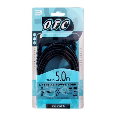 Daiyo TA115 90 Degree Right Angle AC Cord 5.0m (Black)