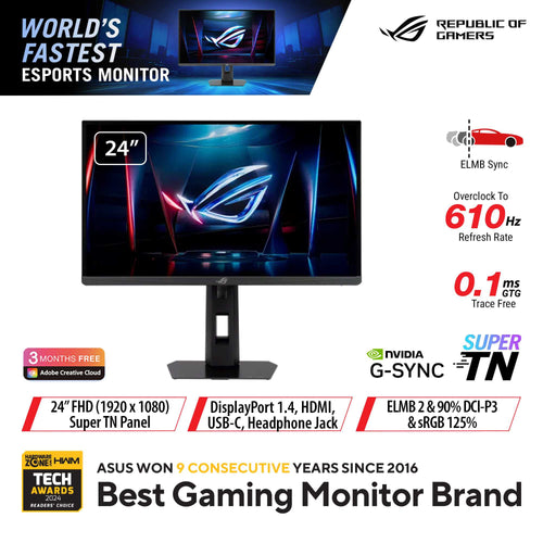 Asus ROG Strix XG248QSG Ace - 24 FHD TN 610Hz(OC) Esports Gaming Monitor
