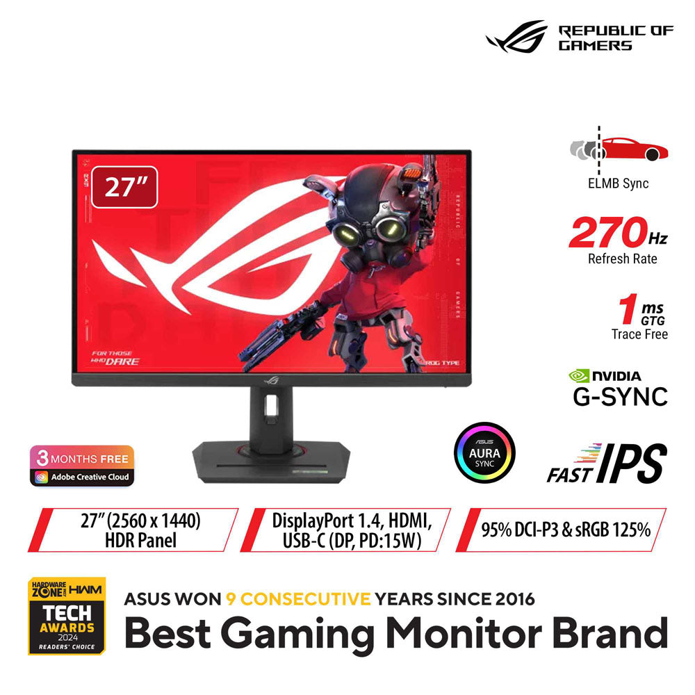 Asus ROG Strix XG27ACMG - 27 QHD IPS 270Hz (OC) Gaming Monitor