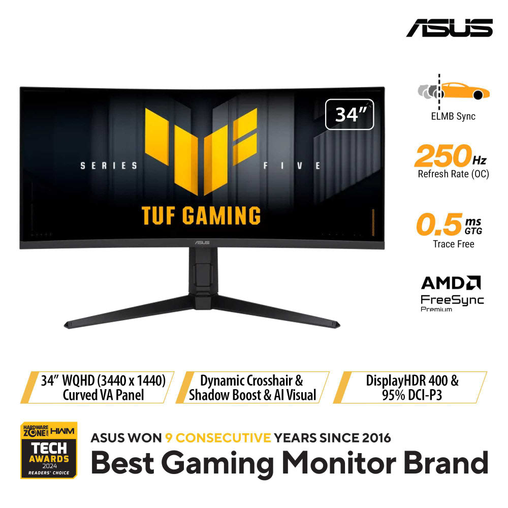Asus TUF Gaming VG34WQML5A - 34 WQHD 250Hz (OC) Curved Gaming Monitor