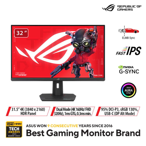 Asus ROG Strix XG32UCG - 31.5 UHD Fast IPS 160/320Hz Dual Mode Gaming Monitor