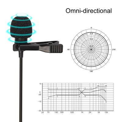 LENSGO 2-in-1 Omni Directional Lavalier Video Interview Condenser Dual Microphone With 6m Cable (Black)