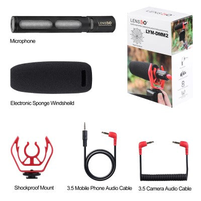 LENSGO Super-Cardioid Interview Live Stream Microphone 5m Range For Pro Vlogging (Black)