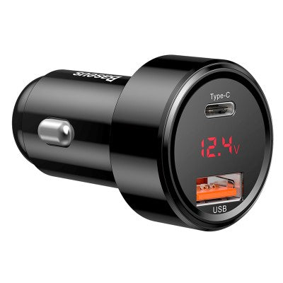 Baseus CCMLC20C-01 Type-c PD+QC Quick Car Charging 45W (Black)