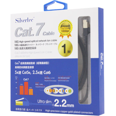 Silvertec Cat7 Lan Cable (1m) (Black)