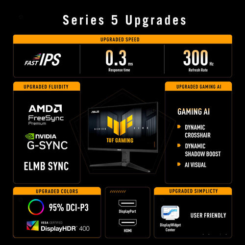 Asus TUF Gaming VG27AQML5A - 27 QHD IPS 300Hz Gaming Monitor