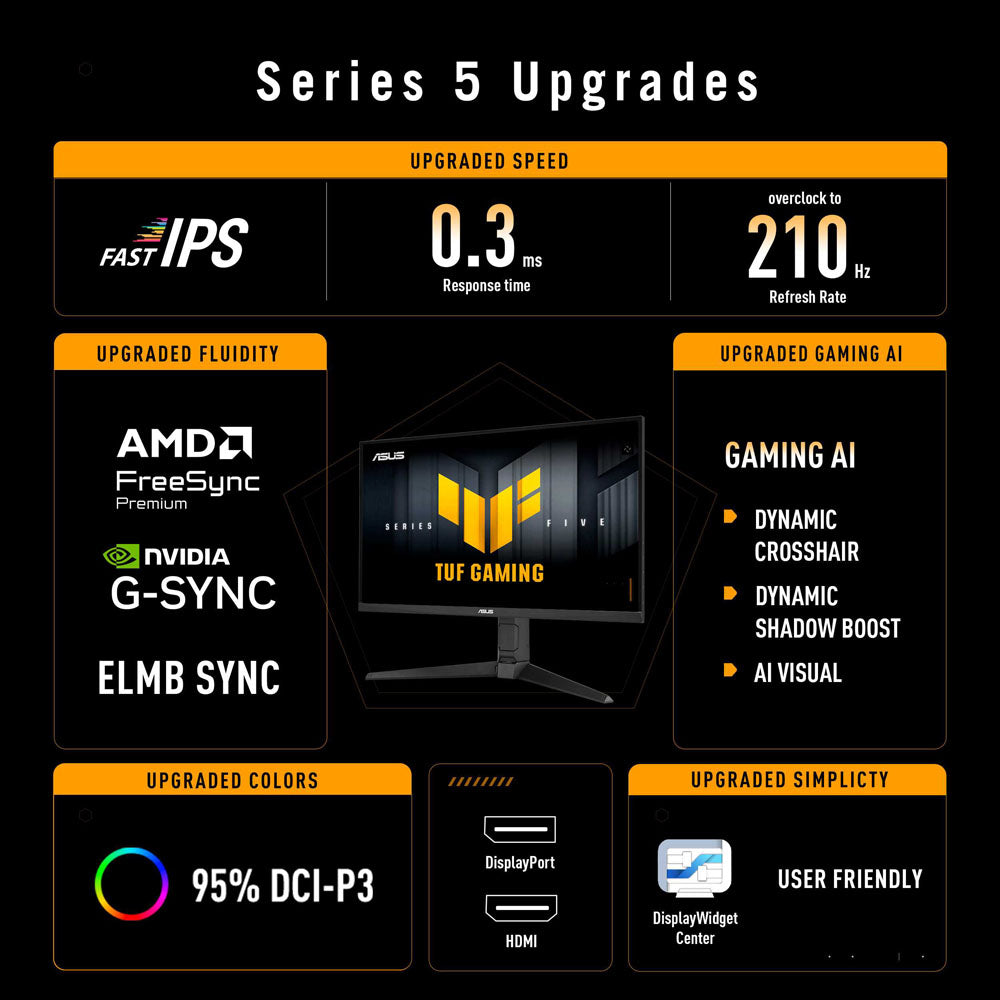 Asus TUF Gaming VG27AQL5A - 27 QHD Fast IPS 210Hz (OC) Gaming Monitor