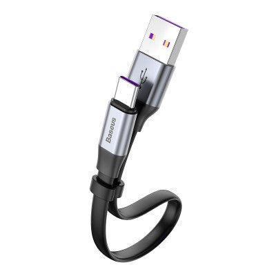 Baseus CATMBJ-BG1 USB A to Type-C Cable 40W 3A 23cm (Gray+Black)