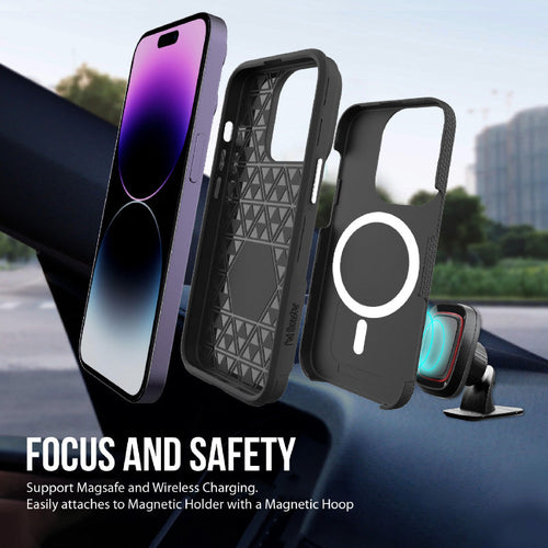 Redmonster iPhone 15 Pro (6.1“) Hybrid Mag Black Armour Tough Naked Hard