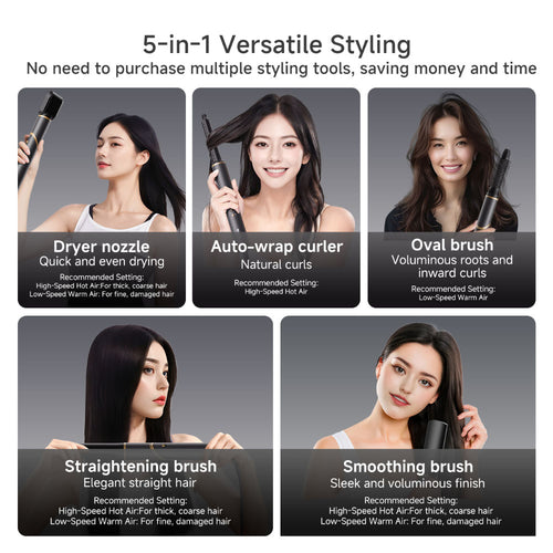 Simplus RFSH003GY01-S Multifunctional Hair Dryer with Brush Black