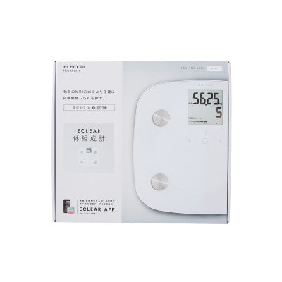 Elecom HCS-FS01WH Eclear Body Composition Weight Scale (White)