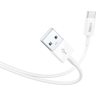 Recci RCT-Z100 USB A to Type-C USB2.0 2.1A Cable 1M (White)