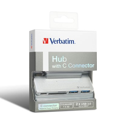 Verbatim Type C Hub with Type C Charging (Silver)