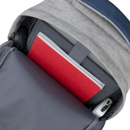 Rivacase Prater Anti-Theft Laptop backpack 15.6, Grey/Blue