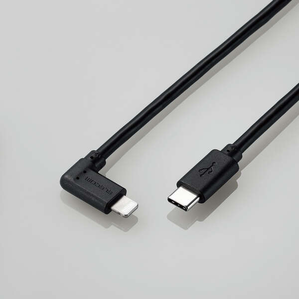 Elecom Anti-Bacterial 1.2m L-Shaped USB-C To Lightning Cable (Black)