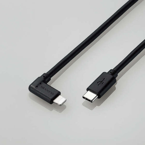 Elecom Anti-Bacterial 2m L-Shaped USB-C To Lightning Cable (Black)