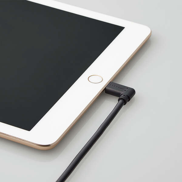 Elecom Anti-Bacterial 2m L-Shaped USB-C To Lightning Cable (Black)