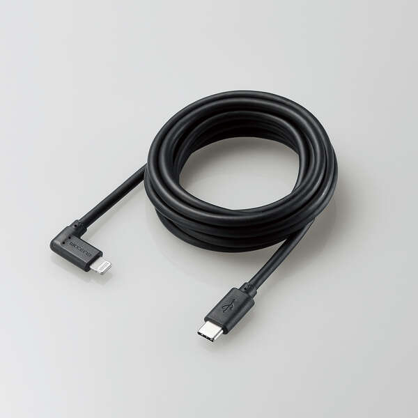Elecom Anti-Bacterial 2m L-Shaped USB-C To Lightning Cable (Black)