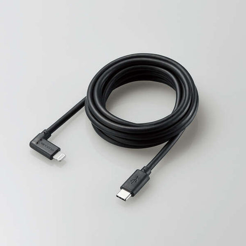 Elecom Anti-Bacterial 2m L-Shaped USB-C To Lightning Cable (Black)