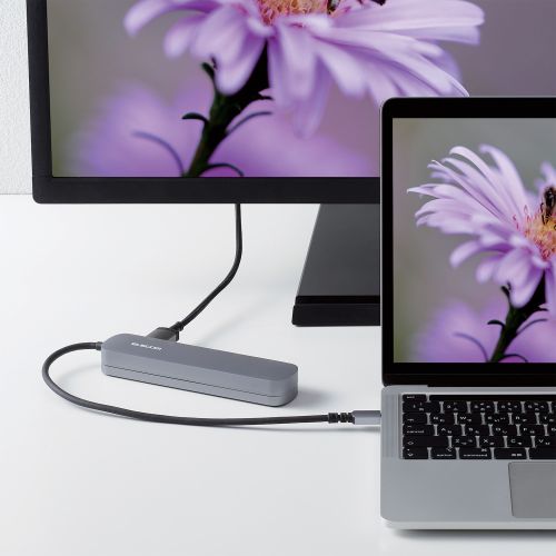 Elecom DST-C20SV USB C Docking Station Usb-A×2 Hdmi×1 Usb-C×2 Sd+Microsd Magnet Stand