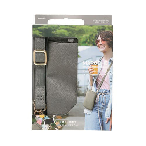 Elecom P-MAP01BK Smartphone Shoulder Pouch with Zipper (Black)