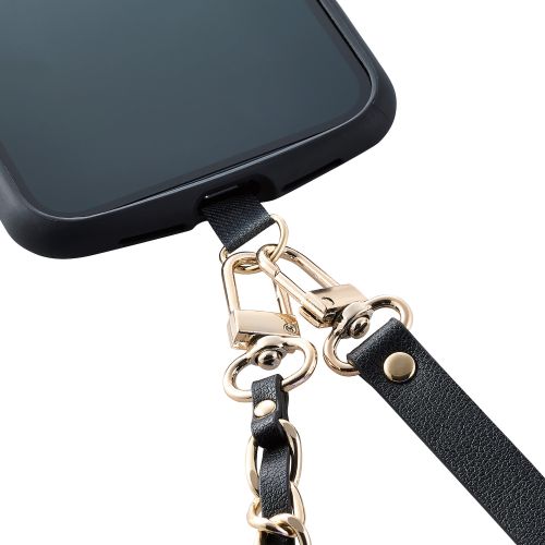 Elecom P-STSDH2CHBK Smartphone Shoulder Strap Chain Type Blk