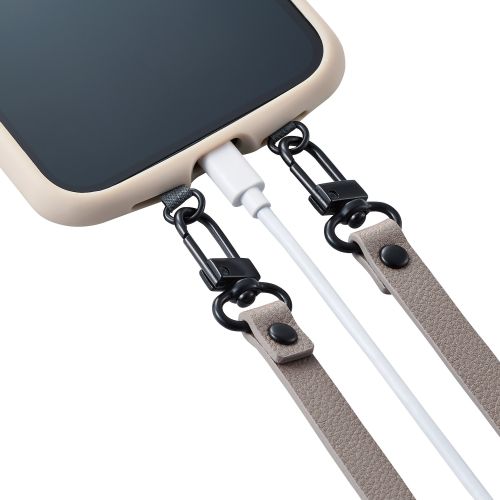 Elecom P-STSDH2PLGY Smartphone Soft Leather ShoulderStrap Greyish